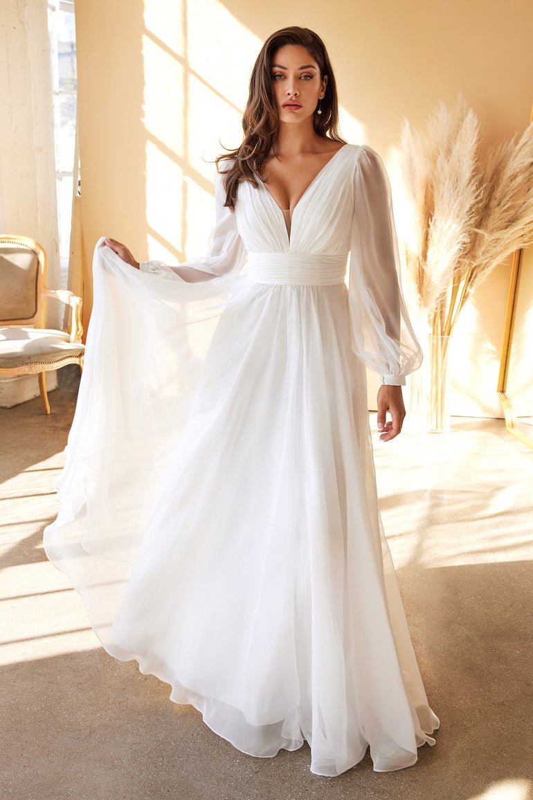 Long Sleeve Chiffon Wedding Dress I Wedding Dresses – UME London