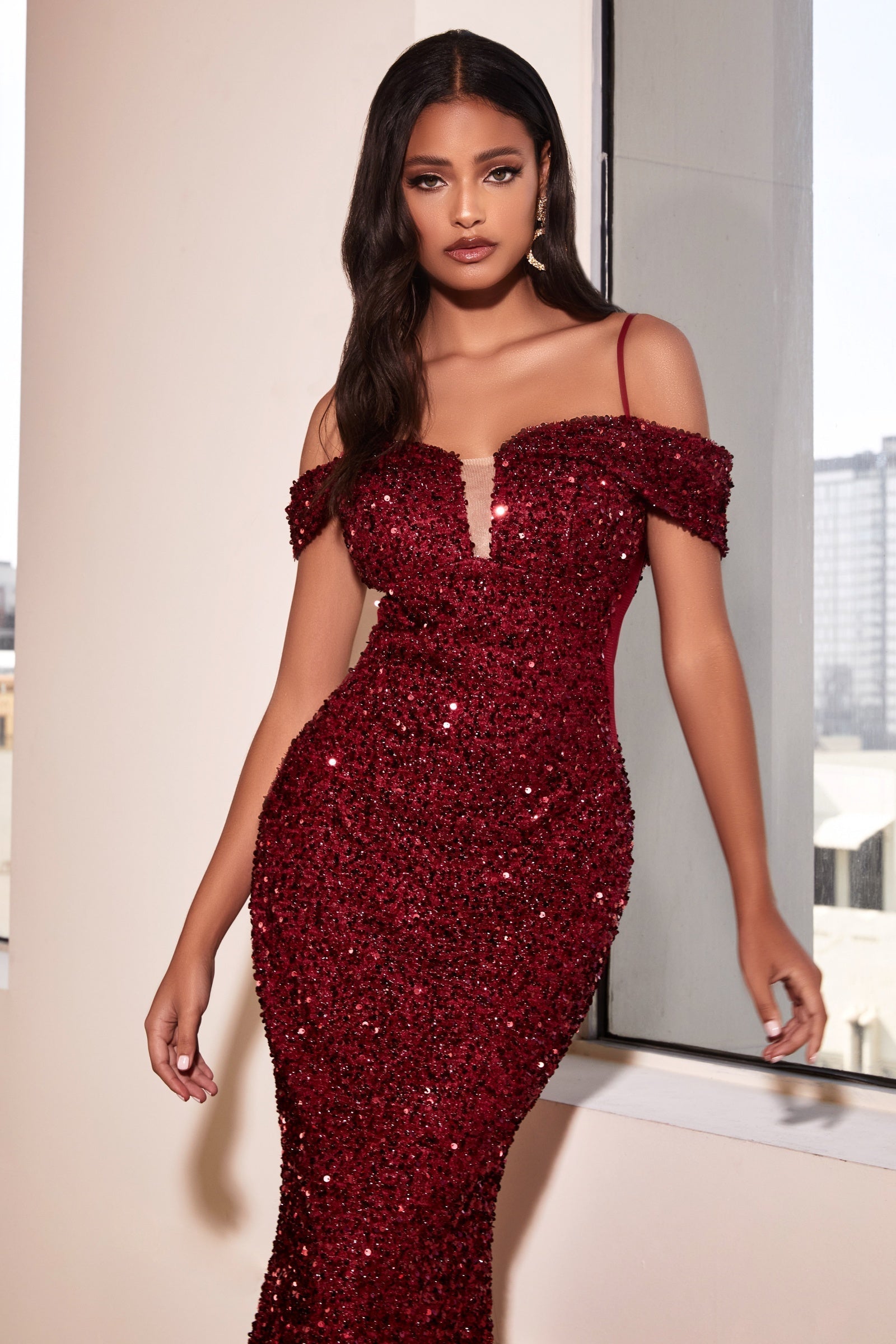 Burgundy 2025 fishtail dress