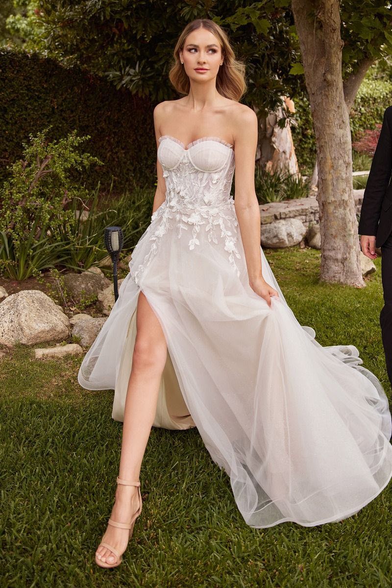 Strapless A Line Wedding Dress with Gloves